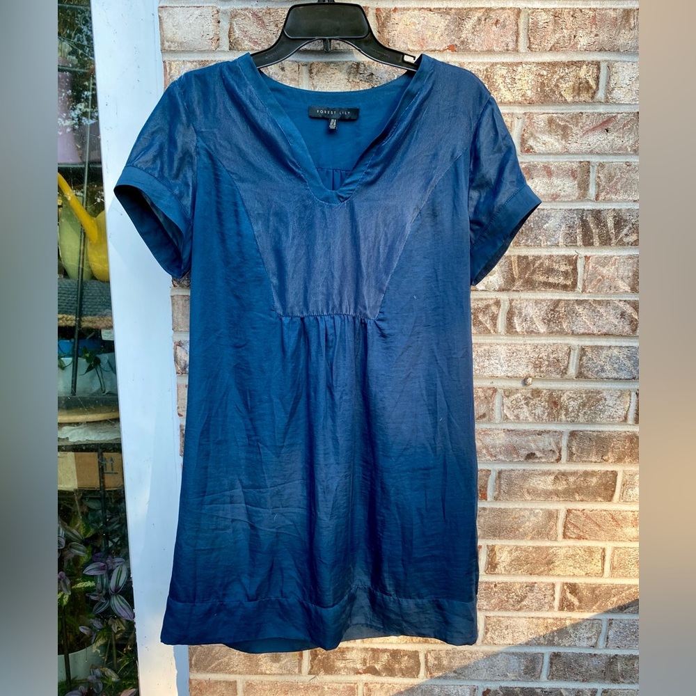 Forest Lily Dark Teal Blue/Green Shift Boho Dress
